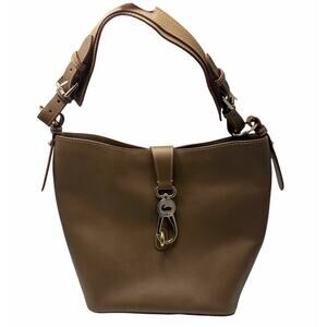 Dooney & Bourke Brown Leather Shoulder Bag with Gold Hardware